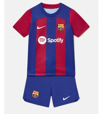 Barcelona Koszulka Podstawowych Dziecięca 2023-24 Krótki Rękaw (+ Krótkie spodenki)